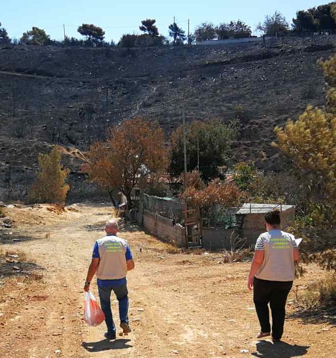 Παρέμβαση του Ε.Κ.Κ.Α. στις πυρόπληκτες περιοχές της Αττικής